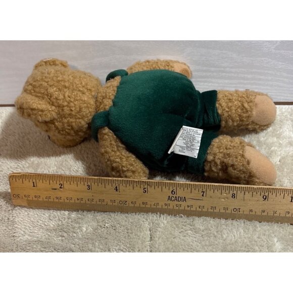 Vintage Hallmark Kiss Kiss Mistletoe Bear Green Overals Magnetic Nose 9" - Picture 6 of 6
